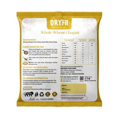 Vacuum Packed Roti Chapati (Roti) – Dryfii Ready-To-Eat