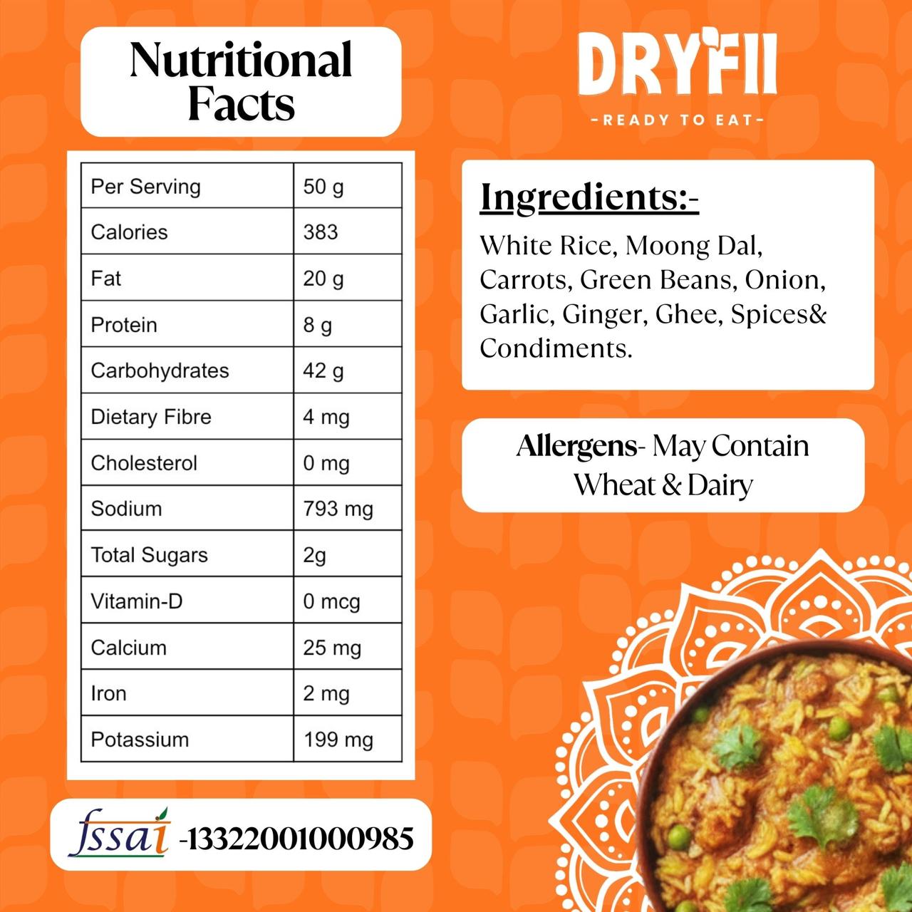 Vegetable Dal Khichdi – Ready-to-Eat Freeze-Dried Comfort Meal